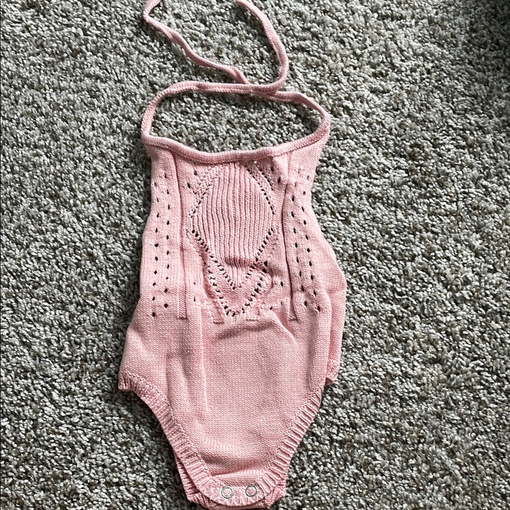 Baileys Blossom Pink Knit Halter Onsie